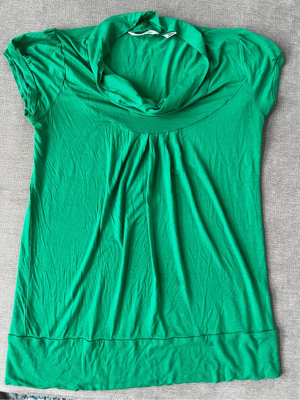 Derek Heart Emerald Green Short Sleeve Cowl Neck Top